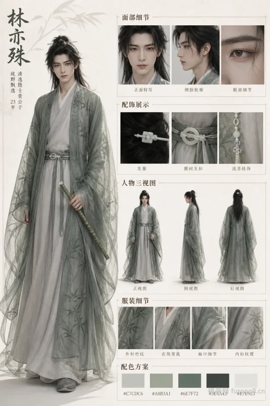 林亦殊|半束素玉簪 手握青竹玉笛次世代 CG 角色展板-福荣网