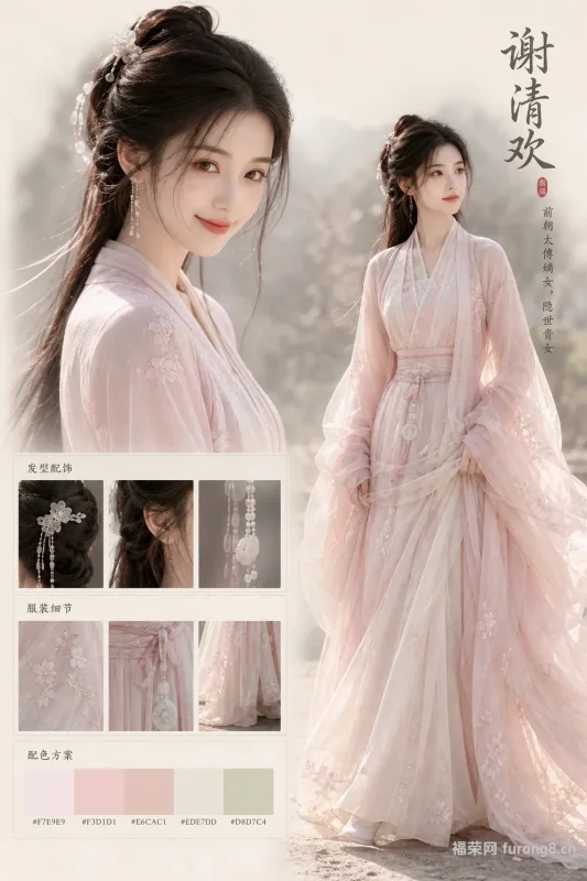 谢清欢|22 岁隐世贵女 灵动温婉通透洒脱古风 OC 美女人设概念图-福荣网