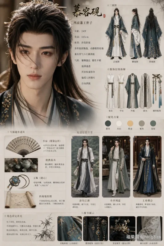 慕容砚｜挺拔飘逸厌弃权谋 三维服饰道具全解析图-福荣网