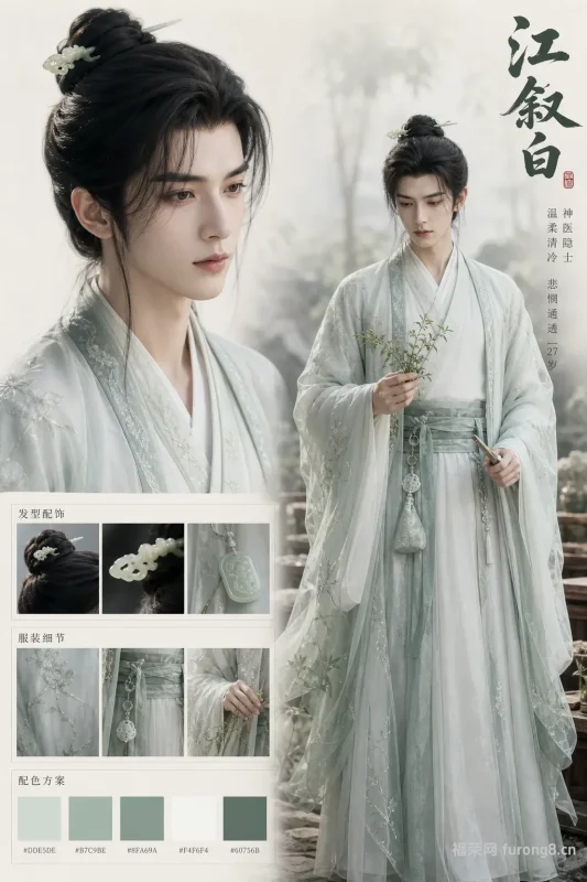 江叙白|隐世医学世家传人 青白药裳玉簪古风 OC 美男设定概念图-福荣网