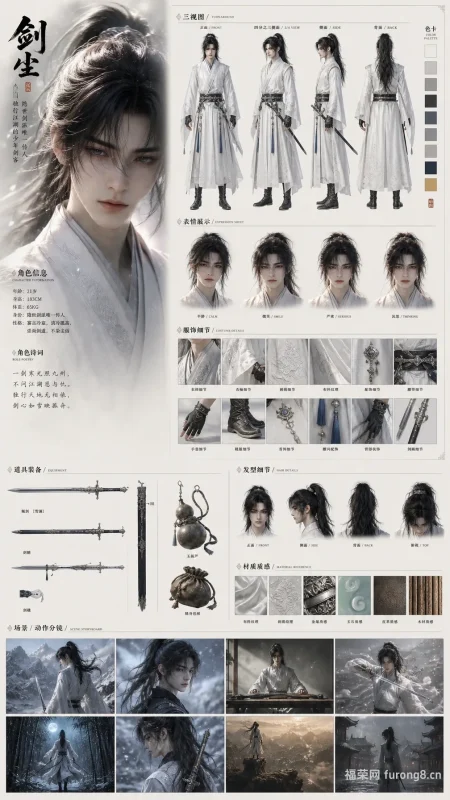 顾长安｜倾城公子江南望族嫡长子 武侠乱世风流贵公子角色设定参考图-福荣网