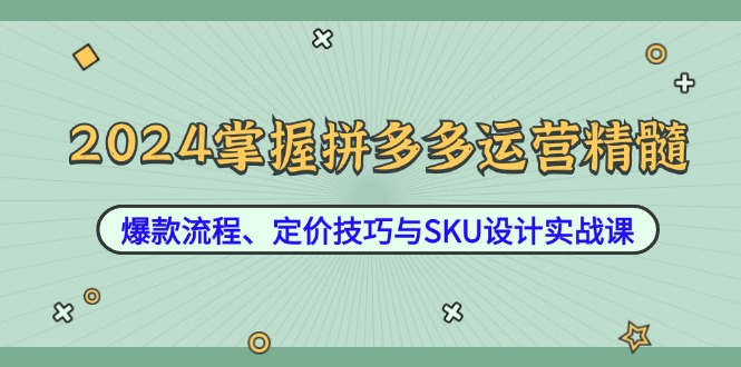 2024掌握拼多多运营精髓：爆款流程、定价技巧与SKU设计实战课-福荣网