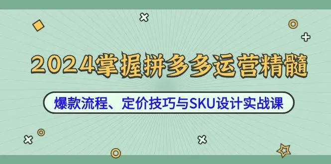 2024掌握拼多多运营精髓:爆款流程、定价技巧与SKU设计实战课-福荣网