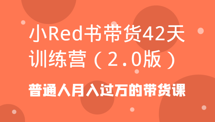 小Red书带货42天训练营(2.0版)普通人月入过万的带货课-福荣网