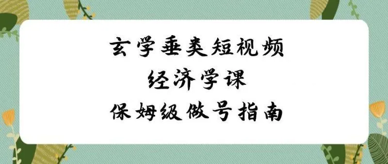 玄学垂类短视频经济学课,保姆级做号指南(8节课)-福荣网