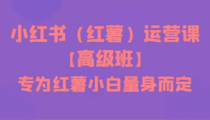 小红书(红薯)运营课【高级班】，专为红薯小白量身而定(42节课)-福荣网