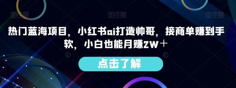 热门蓝海项目,小红书ai打造帅哥,接商单赚到手软,小白也能月赚2W+-福荣网