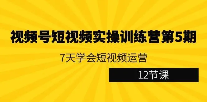视频号短视频实操训练营第5期：7天学会短视频运营(12节课)-福荣网
